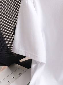 Talla Grande - Talla Grande - Camiseta con estampado de letras de talla grande, Top casual de manga corta y cuello redondo para verano y primavera, Ropa de talla grande para mujer - Blanco - Ver 4