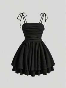 Vestido Con Tirantes Finos Y Estampado Floral Para Mujer - Negro - Ver 5