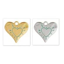 2pcs Pearlescent Blue Enamel Sacred Heart Pendant, 304 Stainless Steel Holy Heart Charm, Jewelry Making Supplies, Vintage Fashionable Charm For Necklace, Earrings, Bracelet, Handbag Personalization, PVD Plated, Unisex - Geometry - View 20
