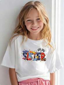 Disney 2026 Family Shirts ,Short-Sleeve Parent-Child Printed T-Shirt, Pattern T-Shirt, Cotton Pattern T-Shirt, Cars And Character Name Printed T-Shirt, Suitable For Family Outings And Vacations. Mother's Day And Father's Day T-Shirt, Suitable For Men And Women To Wear. Cotton T-Shirt, Comfortable And Breathable. - Girls - View 2