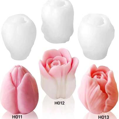 Khuôn silicon làm nến thơm hình hoa tulip, khuôn làm xà phòng thủ công hình hoa, khuôn làm đá khuếch tán tinh dầu trang trí nhà cửa.