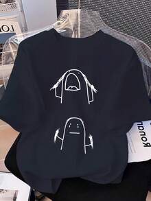Latest Camiseta de moda para mujerCamiseta de Verano para Mujer con Estampado de  Divertido y Humorístico, Diseño Bonito, Cuello Redondo, Estilo Casual,Top de manga corta para verano,blusas para mujer,La elección perfecta para tus atuendos de San Valentín,playeras niño,Camiseta para aficionados de la Copa de Fútbol,playeras de mujer - Negro - Ver 6