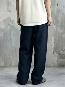 Celana Panjang Pria Kasual Longgar Bahan Linen Model Lurus, Celana Olahraga Luar Ruangan Cepat Kering, Musim Panas - Navy Blue - View 5