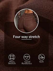 Women's Casual Pocketed Mid-Waist Skinny Flare Jeans - Café integral - Ver 7