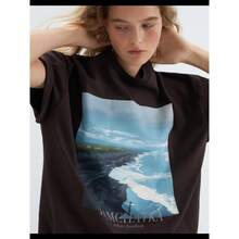 Camiseta de manga corta de algodón puro, estilo europeo y americano, a la moda, con estampados frescos y divertidos, novedad de verano. - Negro - Ver 3