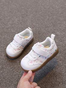 1双女童碎花魔术贴软底防滑休闲鞋，幼儿春秋新款，适合婴幼儿的百搭运动鞋 - 白色 - 查看 2