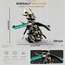 Steampunk Beetle - DIY Mechanical Serrated Antler Beetle Building Block Model, Exquisite Design, Premium Building Blocks, Unlock Infinite Possibilities, 300+ Pieces - Multicolor - View 7