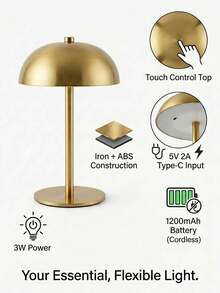 Nordic Cordless Table Lamp, 1200mAh Rechargeable Battery Powered LED Bedside Night Light With 3-Level Touch Dimming, Minimalist Design For Bedroom Living Room Cafe - AA - View 10