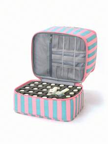 Caja de almacenamiento de cosméticos de doble capa con insertos organizadores de esmalte de uñas desmontables, bolsa de almacenamiento de maquillaje de gran capacidad, adecuada para viajes, tocador, salón y uso doméstico - Multicolor - Ver 8
