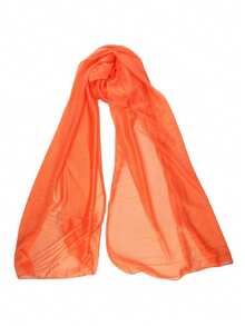 1pc Solid Color Scarf, Personalized Shawl, Women's Neck Warmer Headscarf, Long Sunscreen Shawl, Solid Color Chiffon Scarf Thin & Long Scarf For Women - Orange - View 5