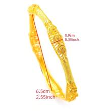 Set de 4 piezas/2 piezas de brazalete clásico de color dorado de 65 MM, brazalete de lujo con diseño de rosa para mujer, regalo de joyería para fiesta/boda para novia africana/saudí - A - Ver 4