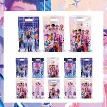 10个装K-Pop派对糖果礼品袋，可爱韩流音乐主题派对装饰，适用于生日派对、迎婴派对、毕业典礼、婚礼、节日庆典，可包装糖果、零食、玩具、小礼物，适合K-Pop粉丝、女孩、男孩、儿童和成人。 - 彩色 - 查看 3