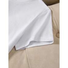 Camiseta de verano para mujer, de cuello redondo y manga corta, con estampado de leopardo y letras, estilo europeo y americano para comercio transfronterizo. - Blanco - Ver 3