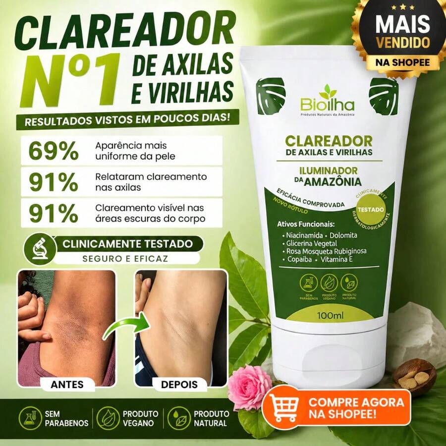 Clareador de Virilha e Axila Creme Clareador Partes Intimas Bioilha - Clareador - Visão 1