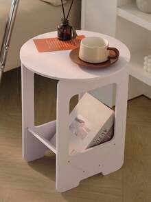 1pc Bedside Table, Modern Minimalist Style Portable Round Table, Black & White Dual-Color Furniture Round Table, European Style Balcony Square Table, Coffee Table, Nightstand - Multicolor - View 4