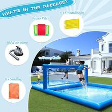33 Ft(L) Inflatable Water Volleyball Pool, Commercial 0.6mm PVC, With 800W Pump (Inflate/Deflate), Easy Setup Backyard Swimming Pool For Summer, Outdoor Activities Or Parties, 33 X 16.5 X 7 Ft - Blue - View 11