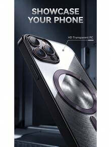 Phone Case: Luxury Plating Transparent Magnetic Wireless Charging Phone Case For IPhone Models 11 12 13 14 15 16 17 Pro Max Plus, Featuring A Clear Design That Is Shockproof And Includes A Lens Film. - Golden - View 6