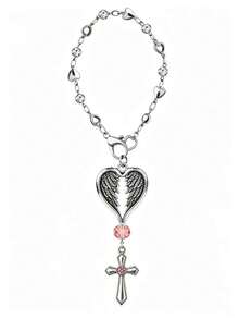 Pink Crystal Guardian Angel Car Hanging Ornament - Premium Alloy Angel Decor, Can Be Hung On Rearview Mirror, Steering Wheel, Women's Handbag, Etc. Elegant Car Interior Accessory, Ideal Gift For Ladies, Girlfriends And Family, Suitable For Any Occasion - A - View 12