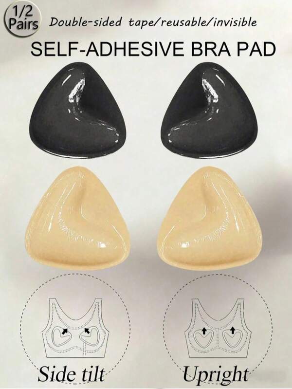 1pc Invisible Thickened Sponge Pad Bikini Bra Inserts, Triangle Sponge Silicone Self-Adhesive Bust Enhancer Pads