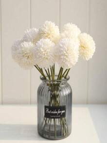1/8 Bouquet Of Artificial Chrysanthemum, Dandelion, And Hydrangea Flowers, Suitable For Gifting To Friends, Brides, Wedding Decor, Home, Office, Cafe, And Party Use - White - View 3