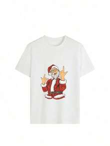 100% Cotton T-Shirts--Women's Short-Sleeved Christmas T-Shirt With A Festive Print And A Comfortable, Casual Design. Ideal For Celebrating Christmas, Coordinating With Family Gatherings, Or Wearing During The Holidays. Soft, Lightweight, And Perfect For Enjoying The Christmas Spirit.-- | Exquisite Design | Loose And Comfortable | Easy To Match | Y2k T-Shirt - White - View 2