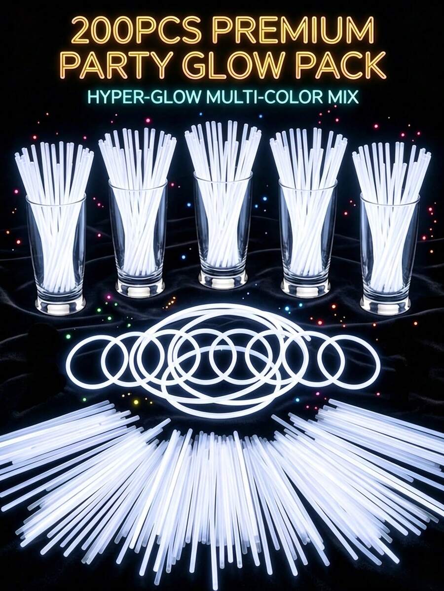20/50/100/200pcs Multicolor Glow Sticks, Soft High Brightness Long Lasting Glow, Suitable For Teens And Adults, Multiple Colors Available, Ideal For Concerts, Birthday Parties, Weddings, Music Festivals, Corporate Events, Bars/KTV, Classroom Activities, Dance Rehearsals, Outdoor Night Games And Various Gatherings