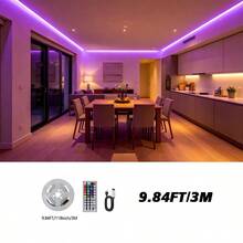 1 pieza Tira de luz LED RGB alimentada por USB con control remoto de 44 teclas, múltiples opciones de color, adecuada para sala de estar, dormitorio, sala de computadora, decoración de escaleras y diversas decoraciones navideñas - Tira de luz RGB 3535 de 44 teclas - Ver 14