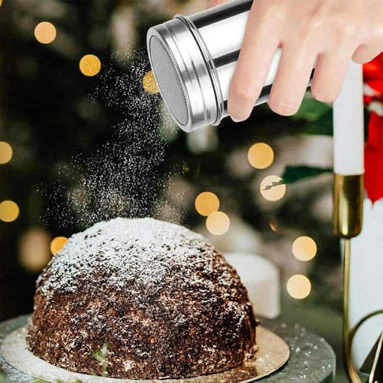 1pc Stainless Steel Lid Fine Powder Shaker, Suitable For Baking Soda, Cocoa Powder, Cornstarch, Coffee Powder, Flour, Commercial Restaurant Use - Silver - View 4