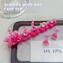 5件套美甲练习底座，荒野风心玫瑰珍珠光泽美甲板展示架，初学者美甲支架，高品质珍珠光泽稳定防滑便携易收纳，美甲印花展示摄影工具，适用于美甲沙龙 - 彩色 - 查看 7