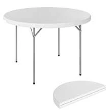 Outsunny 4ft Plastic Folding Picnic Table, Camping Table With Anti-Slip Foot Pads And Metal Frame, Indoor Outdoor Use For Picnic, Beach, BBQ, White - White - View 10