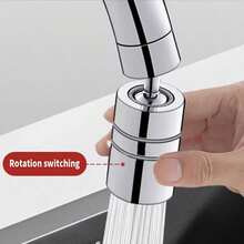 1个360度旋转双模式厨房浴室防溅水龙头起泡器，防溅洗涤用品，2种出水模式，水龙头延长装置，泡沫装置，可旋转延长杆 - 銀色 - 查看 4