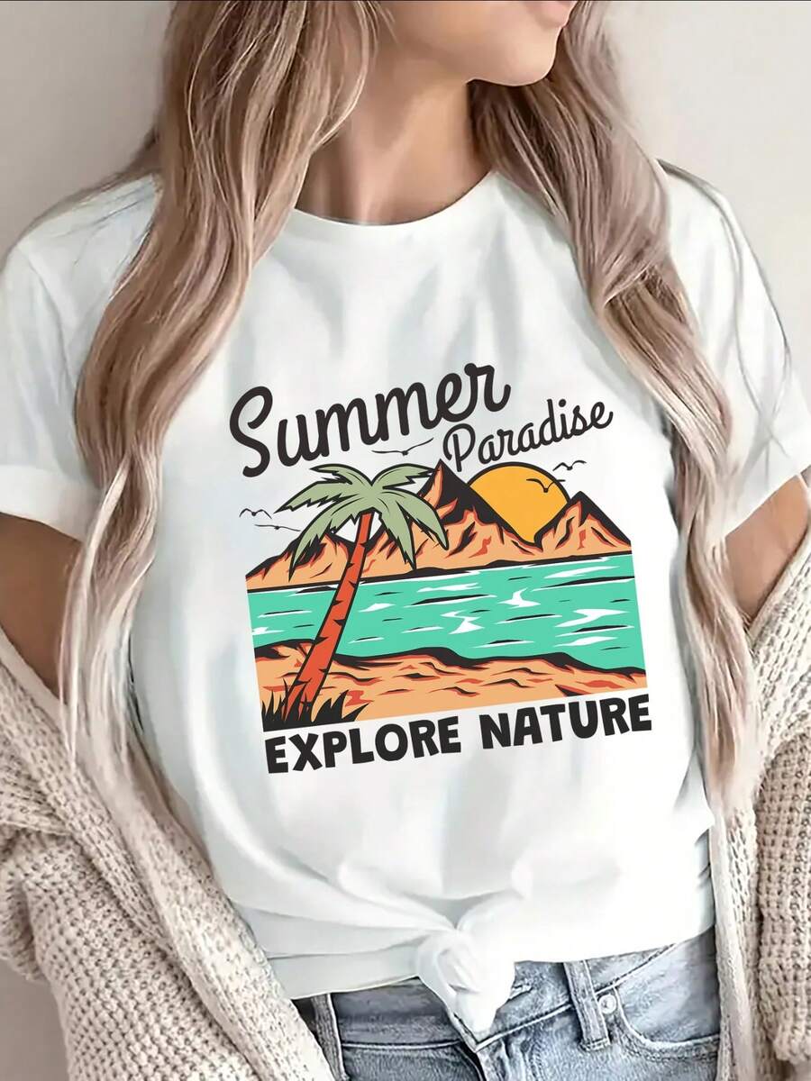 Camiseta de manga cortara mujer con patrón geométrico suave, tono gris claro, i para uso casual y actividades al e , tejido transpirable y cómodo, diseño de textura suave para uso diario