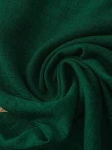Blusa casual de mujer con decoración de volantes y mangas de campana asimétricas, Pantalones rectos casuales de mujer con cintura elástica, bolsillos laterales y pierna corta, color azul - Verde 2 - Ver 5