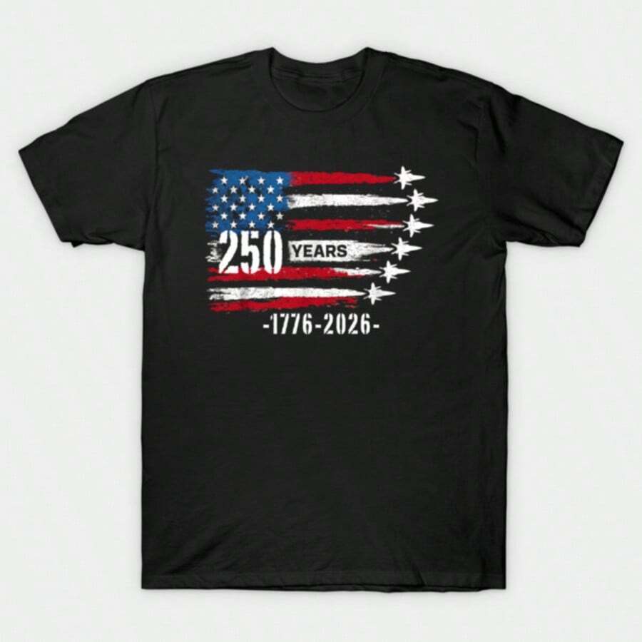 250th-Anniversary T-Shirt,Summer Tops,Mens Clothes - 黑色 - 查看 1