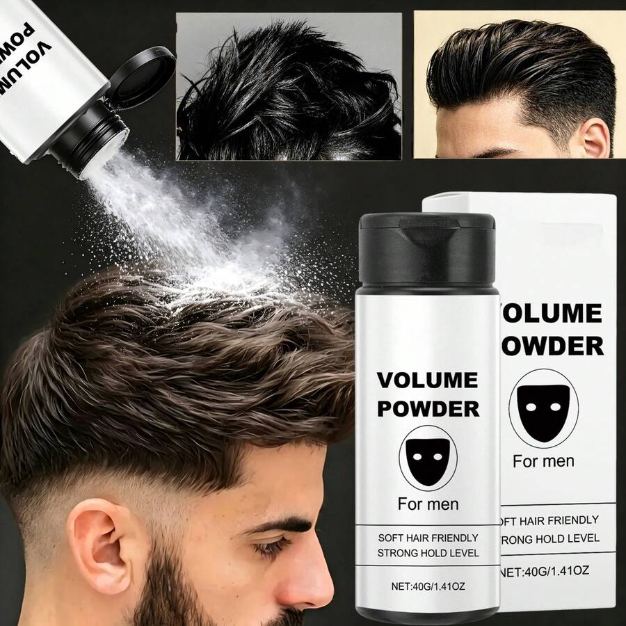 1pcs/3pcs Men's Fluffy Powder, Men's Hair Powder Styling, Thickening Powder, Hair Fluffy Powder, Hair Fluffy Texture Spray, Powerful Styling And Natural Matte Effect, Oil-Control And Cleansing - White - View 1