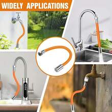 2 pièces Rallonge flexible de robinet, Flexible orientable à 360°, Pour cuisine/salle de bain, Joint d'étanchéité + ruban anti-fuite, Installation sans outil économe en eau - tube d'extension - Voir 7