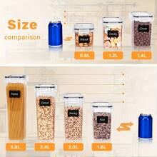 Awaoko 4 Sizes PP Material Sealed Jars, With Lid And Buckle Closure, Suitable For Spices, Herbs, Fruits, Pasta, Grains, Kitchen & Refrigerator Food Storage Containers, Reusable For Multiple Scenes - Multicolor - View 7