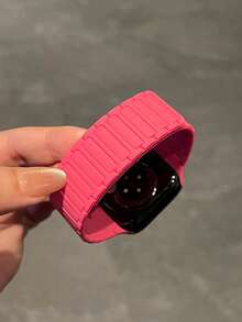 1条男女通用硅胶磁吸表带，兼容苹果手表表带，适用于38mm、40mm、41mm、42mm、44mm、45mm、46mm、49mm系列 - Ultra/11/10/9/SE/8/7/6/5/4/3/2/1系列 - 芭比粉 - 查看 3