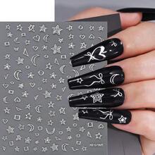 1 Uds. Pegatinas 3D de Metal plateado con forma de espina y llama para uñas, deslizador adhesivo de líneas abstractas irregulares Y2K, calcomanías de decoración de uñas picantes para niñas - NKS370-07-01 - Ver 3