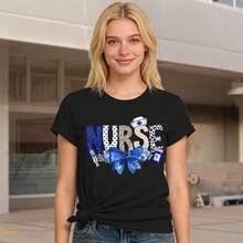 Camiseta de Enfermera para Mujer con Divertido Gráfico de Lazo Azul, Camiseta de Enfermería, Regalo de Agradecimiento para Enfermeras - Negro - Ver 5