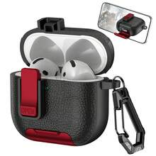 1個 Airpodspro3 蘋果無線藍牙耳機保護殼 Airpods4 皮革紋理 鎖扣式 支架軟保護套 - 彩色 - 查看 35