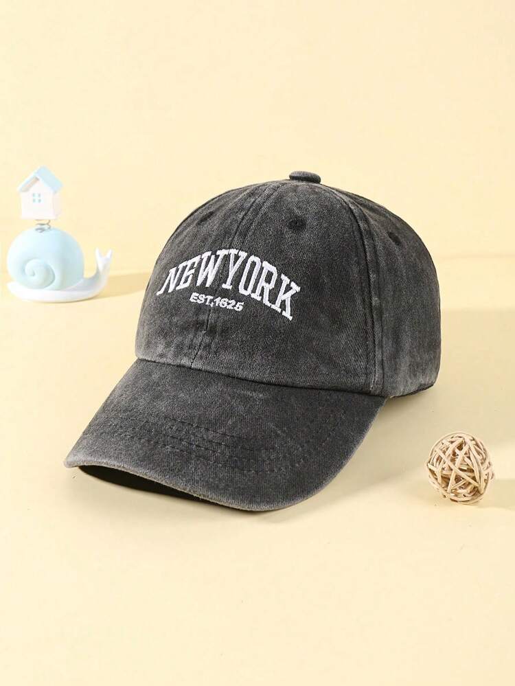 1件裝黑色 NEW YORK EST 1625 刺繡嬰兒棒球帽，嬰兒夏季海灘棒球帽，中性幼童夏季防曬棒球帽 - 彩色 - 查看 9