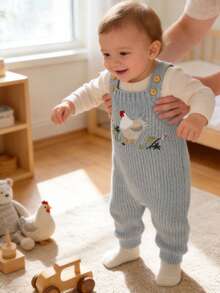 Cute Chicken Pattern Jumpsuit, Suitable For Spring, Autumn/Winter, Fit For Baby Boys And Girls - Blue - View 2