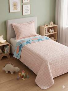 Double Print Children's Single Bedspread Set (2 Pieces) - Amar - Ver 2