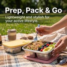 304 Stainless Steel Food Container, Stackable Refrigerator Sealed Fresh-Keeping Box, Fruit And Vegetable Meat Storage Box With Lid, Large Capacity Food Preservation Box, Suitable For Kitchen Food Storage And Organization - Multicolor - View 7