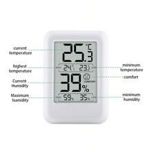 Termómetro multifuncional para interiores, reloj digital con temperatura y humedad para el hogar con pantalla retroiluminada - Ver 6