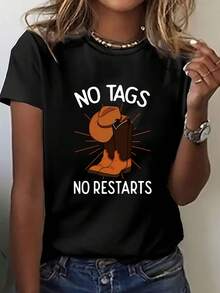 Talla Grande, SIN ETIQUETAS NI REMODELOS, Camiseta de Mujer de Talla Grande con Estampado Gráfico, Manga Corta, Cuello Redondo, Top Casual para Verano y Primavera, Ropa de Mujer - Negro - Ver 1