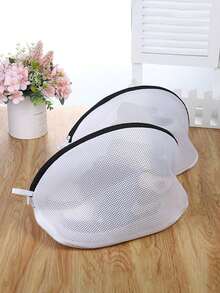 1pc White With Black Zipper Shoe Washing Bag, Shoe Storage Bag, Household Shoe Washing Bag, Shoe Washing Filter Net Bag, Laundry Bag, Washing Machine Filter Bag, Anti-Deformation Laundry Bag, Anti-Entanglement Laundry Bag, Anti-Stain Laundry Bag, Travel Shoe Storage Bag, Suitable For Dresses, Pants, Shoes, Jeans, Boots, Suitable For Spring And Summer, Minimalist Style - A - View 7