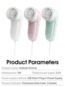 Electric Fabric Defuzzer, Efficient & Quick Removal Of Lint/Fuzz On Clothes, USB Powered, Stainless Steel Blade Head - Multicolor - View 3