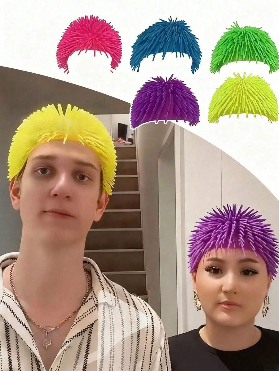 1pc Spiky Rubber Hat, Funny Spiky Headwear Prank Prop, Unisex Carnival Party Costume Accessory, Holiday Party Gift